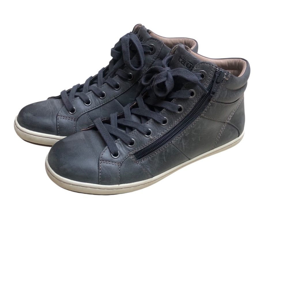 Taos Winner Women’s High Top Grey Leather Zip Up Sz 8 Fashion Sneaker Shoes  M8